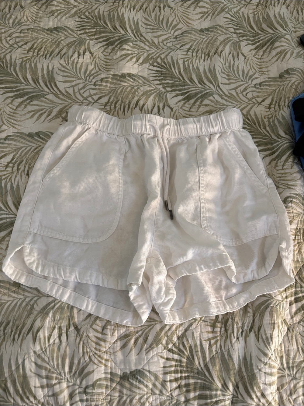 Rachel Zoe White Linen-Blend Drawstring Athletic Shorts